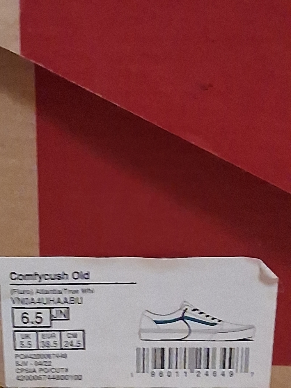 New In Box Vans White Low-Top Sneakers with Teal Stripe and Lime Lining 6 1/2 - Picture 7 of 7